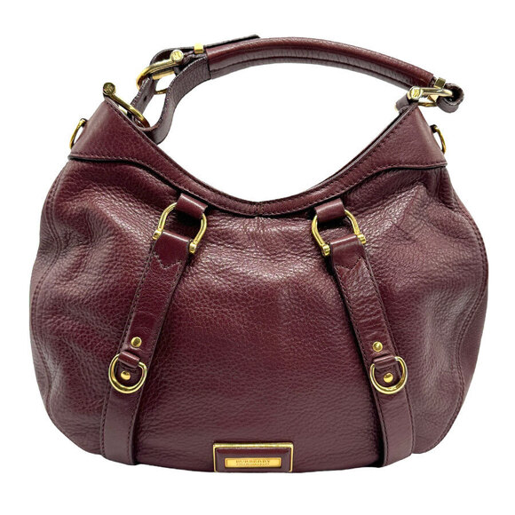 Burberry Handbags - Burberry Burgundy Red Gold Leather Shoulder Bag